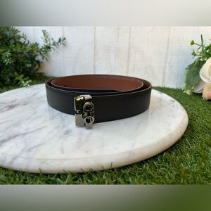 Ferragamo men leather belt black/cognac ( no buckle)like NEW MADE IN ITALY